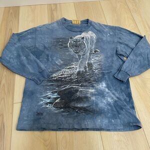 Vintage Y2K The Mountain Tee Shirt White Tiger Alan Hunt 2004 Blue T USA Size M